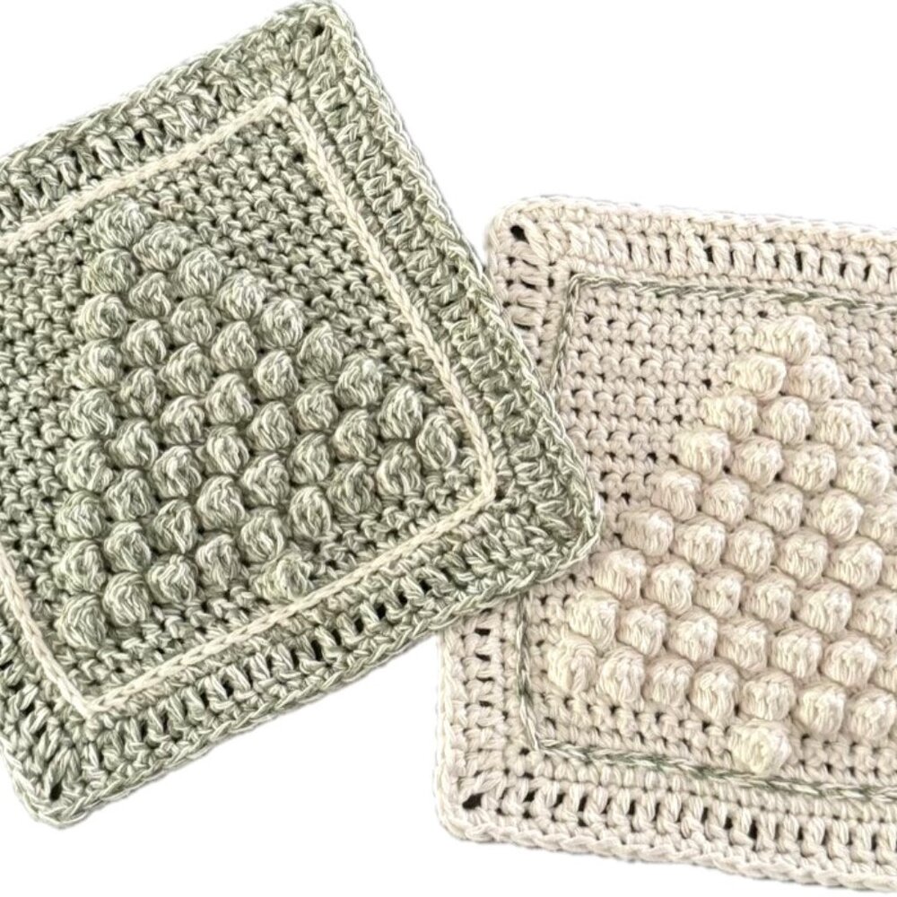 Christmas Tree Crochet Dishcloths , Hot Pad, Hand Crocheted - 100% Cotton